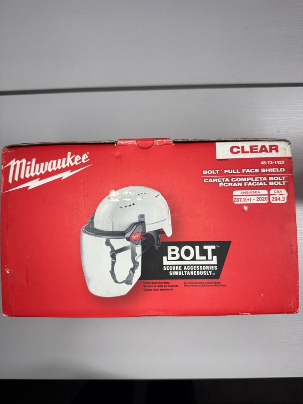 Milwaukee BOLT Full Face Shield Clear 48-73-1420 Hard Hat Visor Safety NIB - Picture 3 of 5